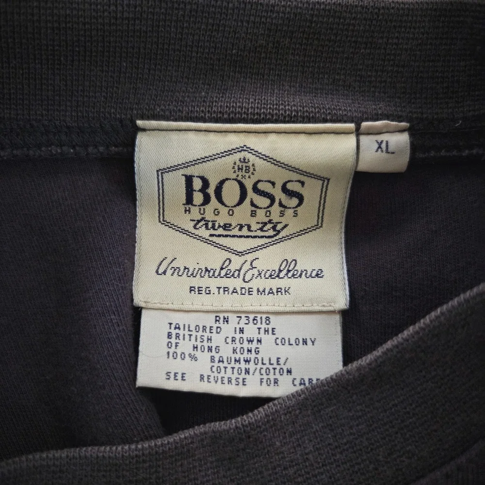 Hugo Boss Sweatshirt Vintage 90s XL Grey Embroidered Diamond Pullover Mens Rare